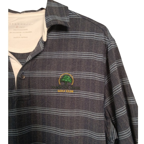 Bobby Jones X-H2O Performance Golf Polo Shirt L Hammock Creek Logo Blue Striped - Picture 2 of 10